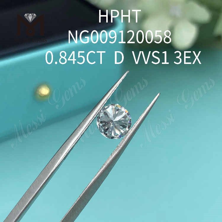 Diamant de laboratoire en vrac rond 0.845CT VVS1 3EX D