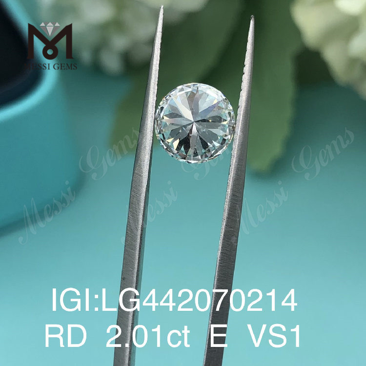 2,01 carats E VS1 diamant rond pas cher cultivé en laboratoire diamant 3EX prix pas cher