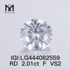 2.01 carats F VS2 EX Cut Round diamant simulé fabriqué par l\'homme