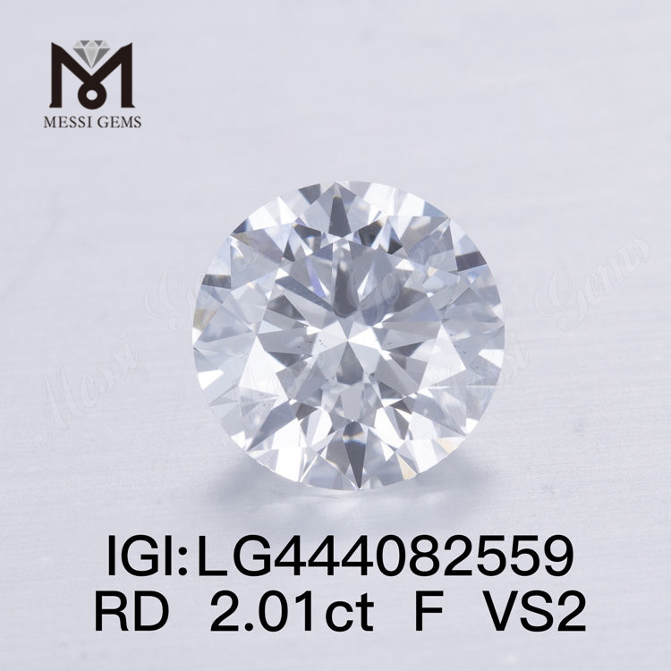 2.01 carats F VS2 EX Cut Round diamant simulé fabriqué par l'homme