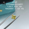 Diamants de laboratoire Fancy Vivid jaune taille radiant 1.02ct SI1 