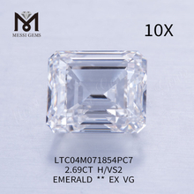 Diamant de laboratoire TAILLE ÉMERAUDE 2,69 carats H VS2
