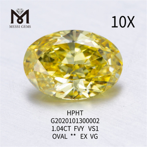 1.04ct FVY Diamant jaune taille ovale cultivé en laboratoire VS1