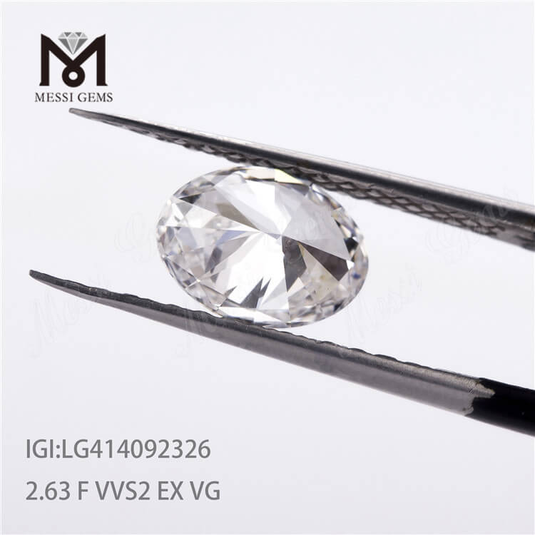 2.63ct VVS2 F EX diamant cultivé en laboratoire OVAL cvd diamants à vendre
