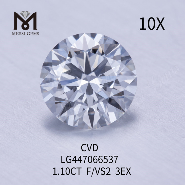 Diamants de laboratoire HPHT taille F VS2 ronds BRILLANT EX de 1,10 carat