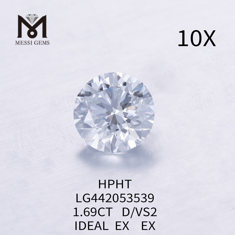 1,69 carat D VS2 Diamants synthétiques ronds IDEAL EX EX en vrac