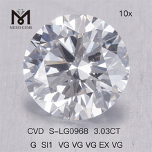  3.03CT G SI1 3VG cvd lab diamant forme ronde