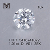 1.01ct diamant rond de laboratoire hpht en gros D VS 3EX diamant fabriqué par l\'homme en vente