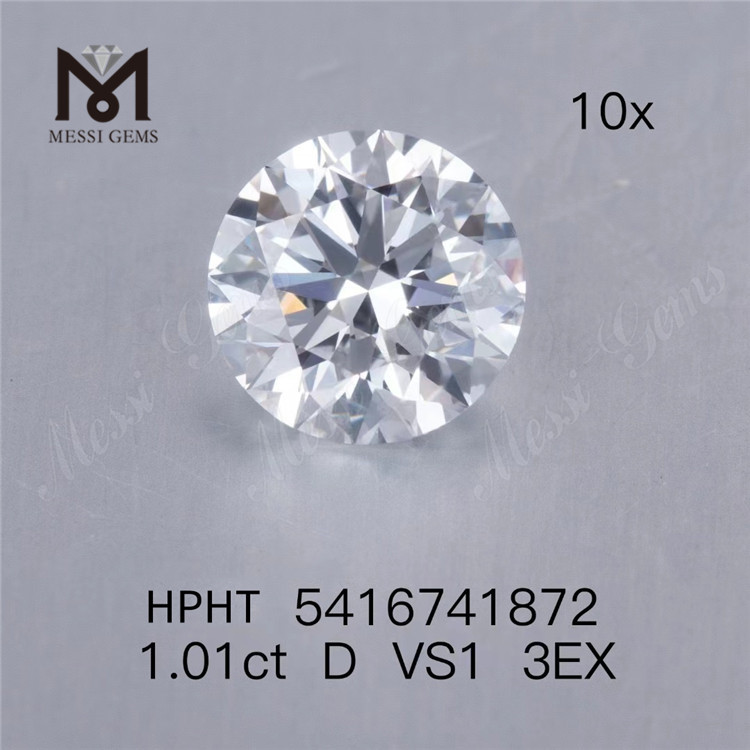 1.01ct diamant rond de laboratoire hpht en gros D VS 3EX diamant fabriqué par l'homme en vente