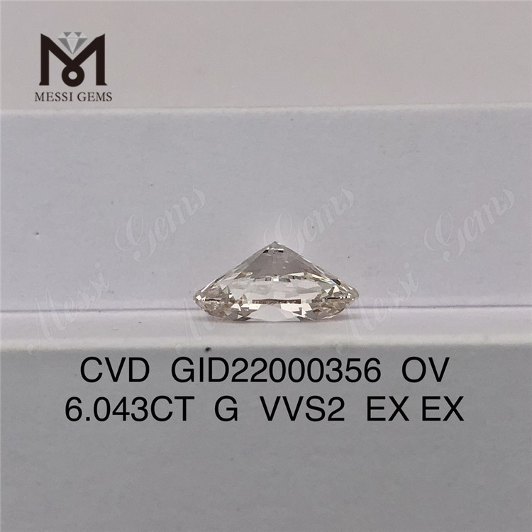 6.043ct G vvs diamant de laboratoire en vrac prix de gros forme ovale plus grand diamant synthétique IGI