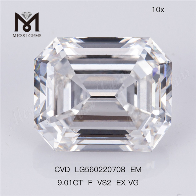 9.01CT F VS2 EX VG le plus grand diamant cultivé en laboratoire CVD EM IGI prix d'usine