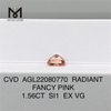 1.56CT FANCY SI1 EX VG CVD diamant rose synthétique taille RADIANT AGL22080770 