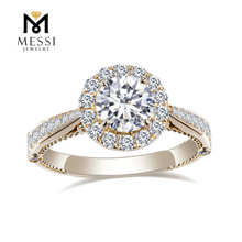 or blanc jaune 14K 18K or forme de fleur mode HPHT Lab Craeted Diamond Ring