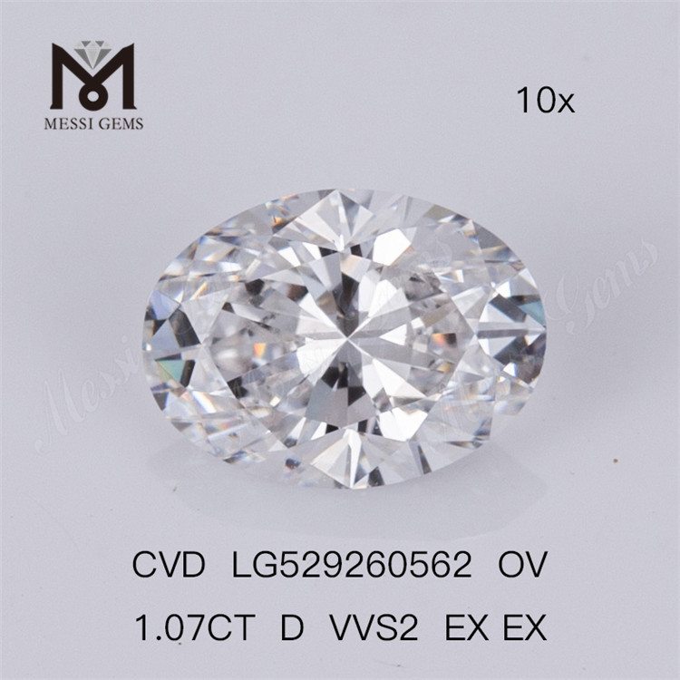 1.07ct D Vvs Lab Diamond OVAL Meilleur diamant de laboratoire en vrac CVD