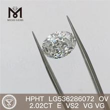 2.02ct E HPHT diamants fabriqués par l'homme prix de gros de diamant de laboratoire lâche ovale