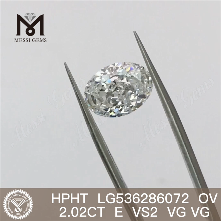 2.02ct E HPHT diamants fabriqués par l\'homme prix de gros de diamant de laboratoire lâche ovale