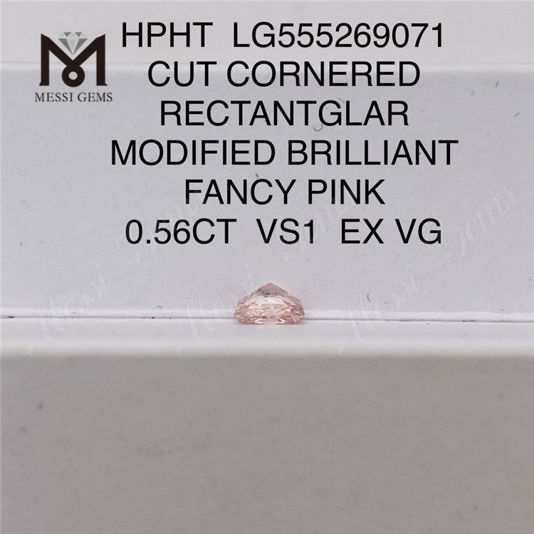 0.56CT HPHT diamant RECTANTGLAR FANCY PINK VS1 EX VG diamant cultivé en laboratoire LG555269071