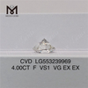 4.00CT F CVD diaond VS1 VG EX EX diamant cultivé en laboratoire en vente