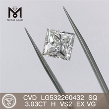 3.03CT H cvd diamant en gros SQ VS2 fabricant de diamants cultivés en laboratoire en vente