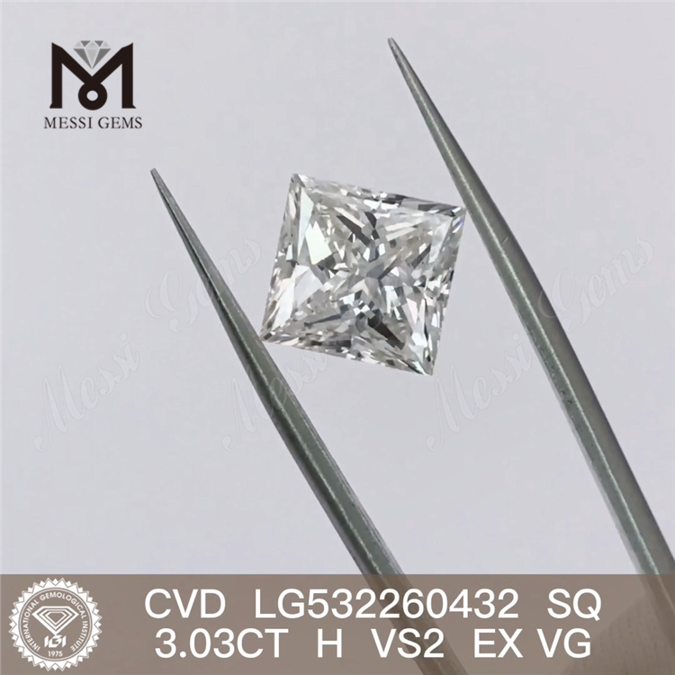 3.03CT H cvd diamant en gros SQ VS2 fabricant de diamants cultivés en laboratoire en vente