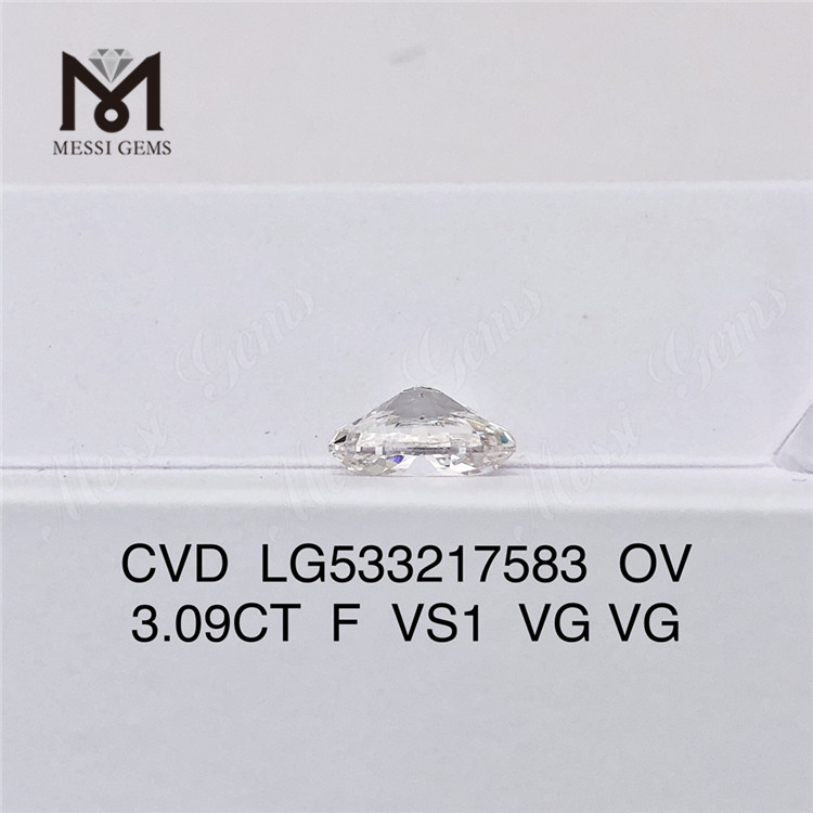 3.09ct F VS1 VG VG CVD Lab Diamants OVAL IGI Certificat