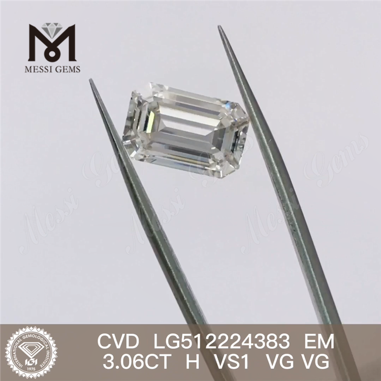 3.06CT H 3ct diamants synthétiques en vrac EMERAUDE CUT diamants synthétiques EX VG