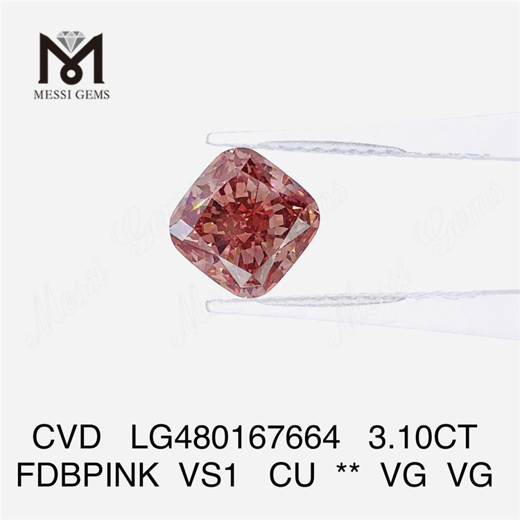 3.10CT FANTAISIE ROSE BRUN FONCÉ VS1 CU VG VG diamant de laboratoire CVD LG480167664 