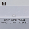 Forme ronde 0,8 carat D/ VVS1 ID EX EX cultivé en laboratoire HPHT Certificate diamond Prix de gros 