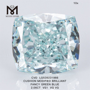 2.06ct coussin cvd diamant en gros fantaisie vert bleu laboratoire cultivé fournisseurs de diamants