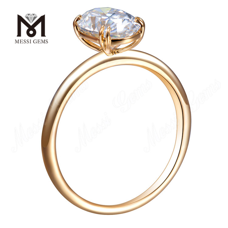 Bague diamant solitaire en or blanc/rose de forme ovale de 1,5 carat