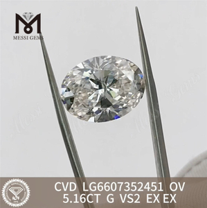 5.16CT G VS2 OV Meilleurs diamants cultivés en laboratoire IGI CVD pour la vente en gros LG6607352451丨Messigems