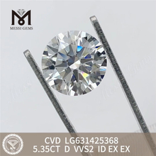 Diamants de culture de laboratoire CVD ronds 5,35 CT D VVS2 ID LG631425368 丨 Messigems 