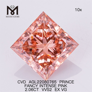 Diamants de laboratoire en gros de 2,06 ct rose VVS2 EX VG PRINCE FANCY INTENSE ROSE CVD AGL22080765
