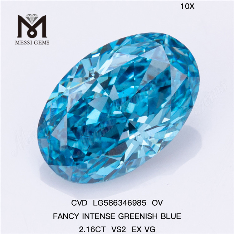 2,16CT VS2 EX VG OV FANTAISIE BLEU VERT INTENSE 2ct Diamant Bleu CVD LG586346985