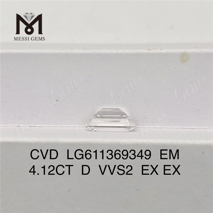 4.12CT D diamants manufacturés en vrac taille émeraude 4ct VVS2 LG611369349丨Messigems