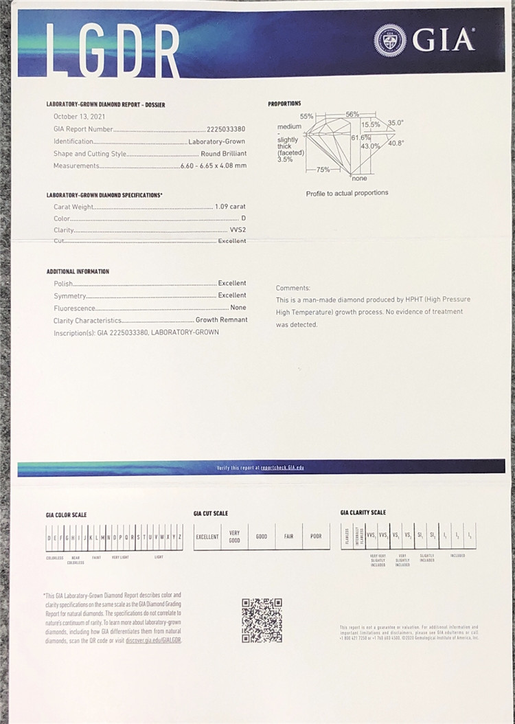 Diamants synthétiques gia 1 ct