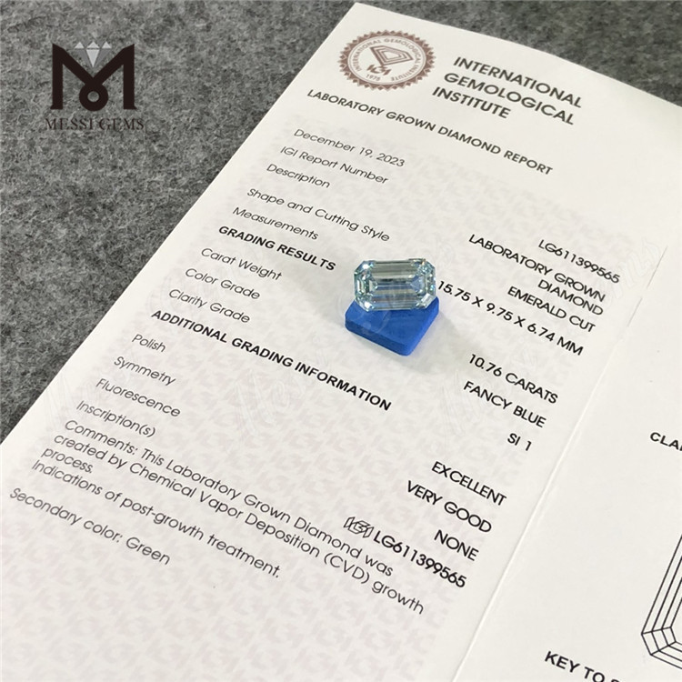 10.76CT SI1 EM FANCY BLUE diamant cultivé en laboratoire CVD LG611399565 