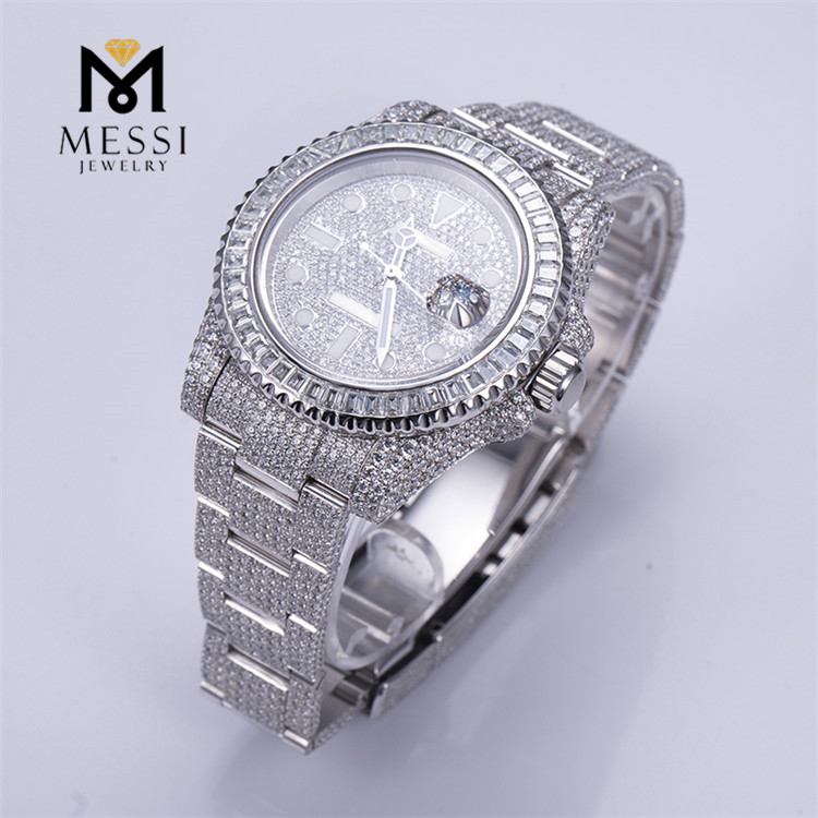 Testeur de diamant de passe de montre Moissanite pour hommes glacé de haute qualité 39.8mm