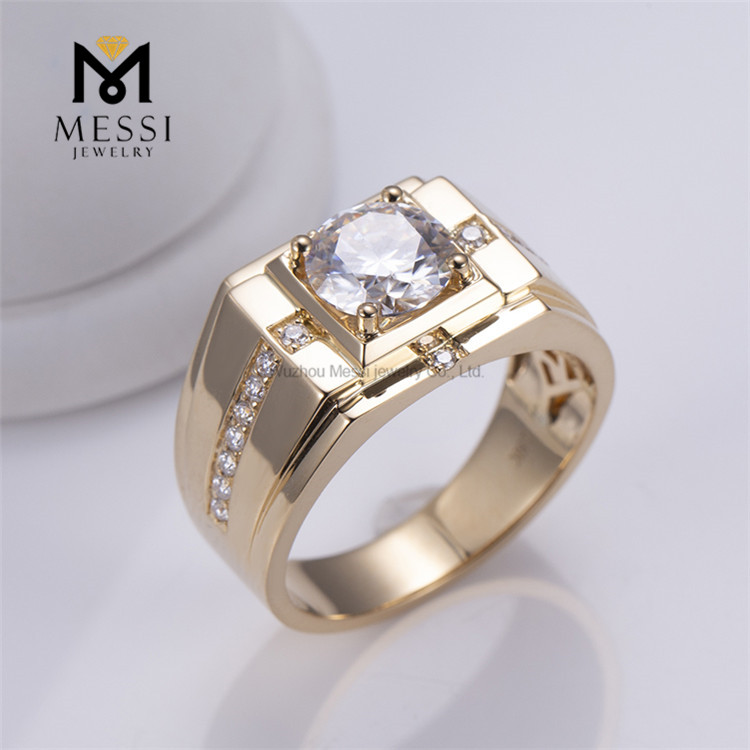 Bague en or jaune 18 carats avec diamants ronds IGI Round Lab de 7,5 mm pour hommes