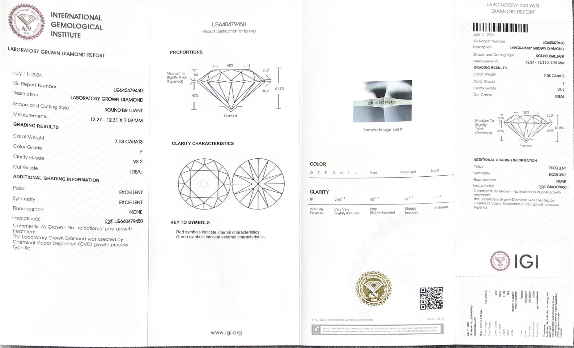 Diamants de laboratoire igi 7ct