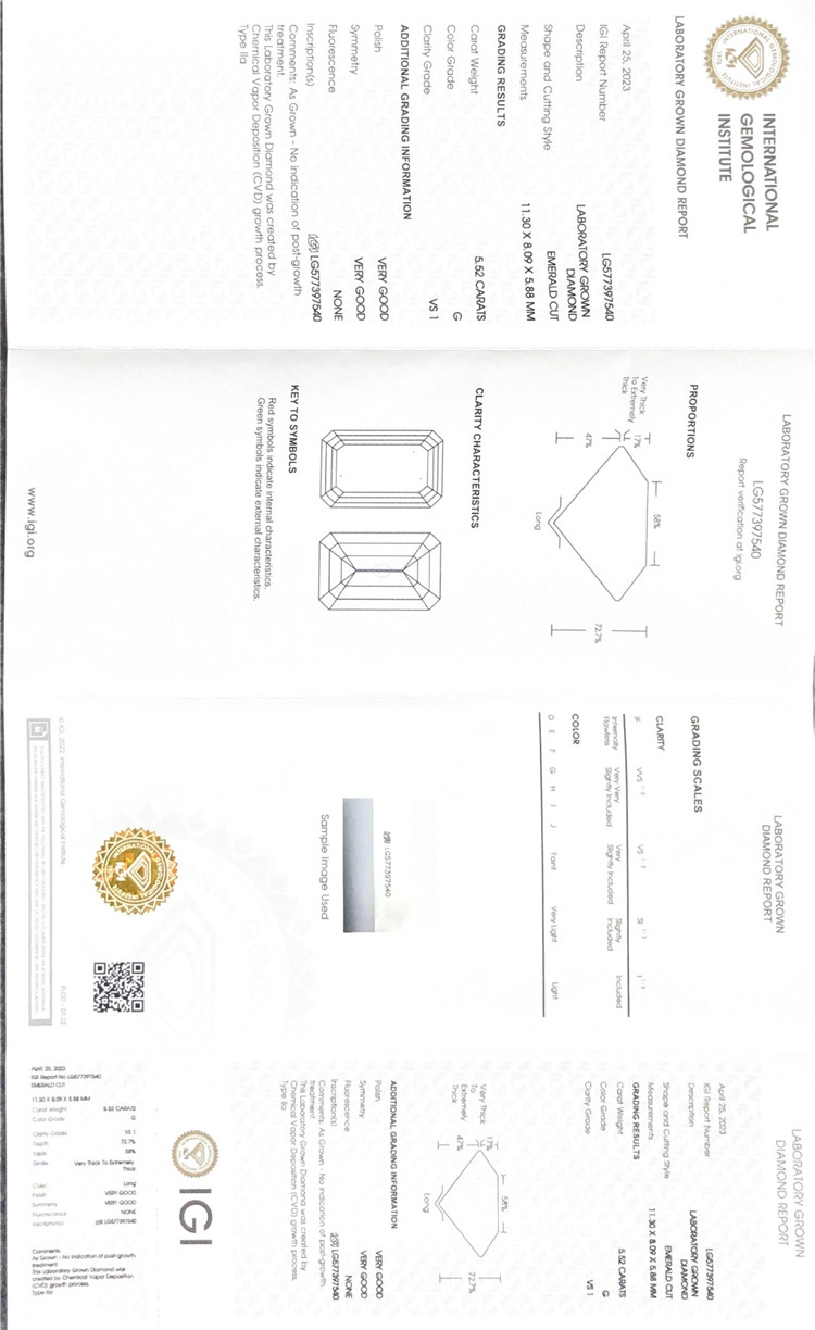 Diamants simulés IGI 5.5CT IGI