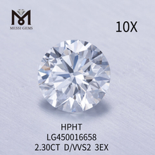 Diamants de laboratoire HPHT ronds de 2,30 carats D VVS2 EX Cut
