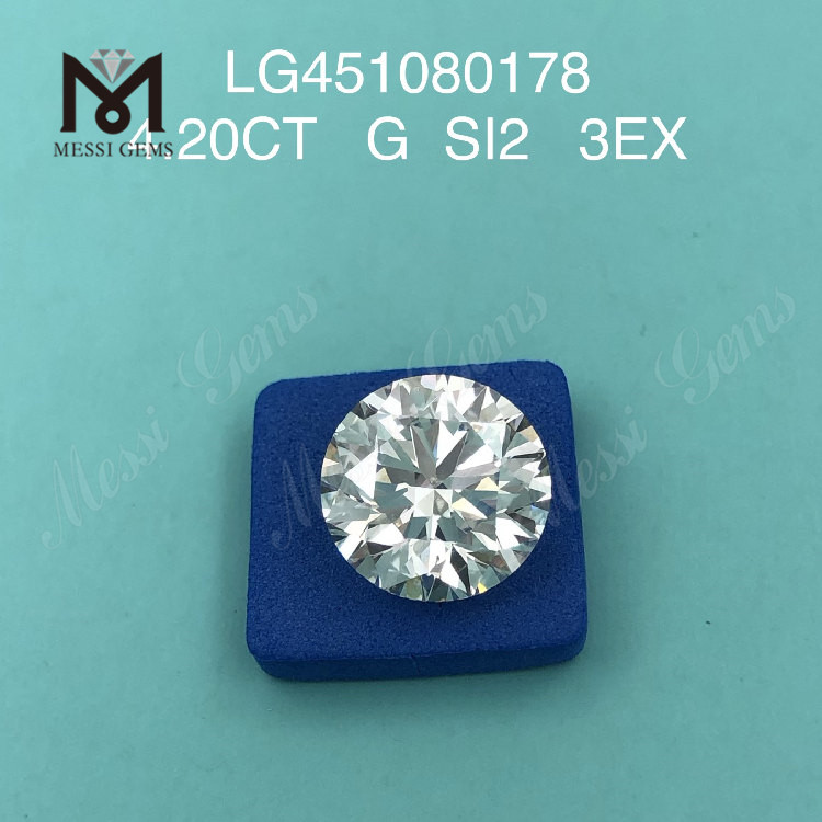 Diamant cultivé en laboratoire de 4,2 ct G SI2 RD 3EX Cut Grade