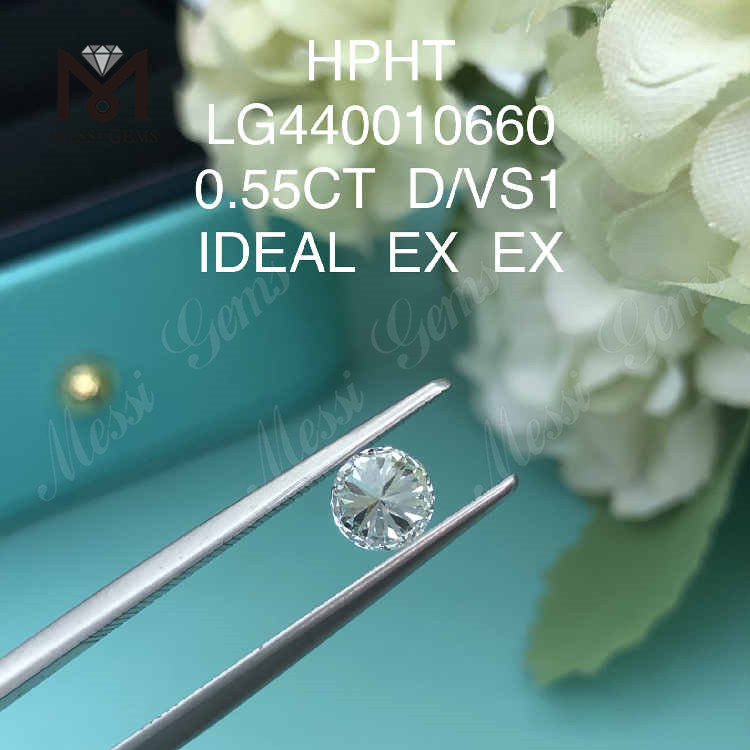 0.55CT D/VS2 diamants de culture ronds IDEAL