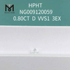 0.80CT blanc D rond meilleurs diamants synthétiques VVS1 3EX