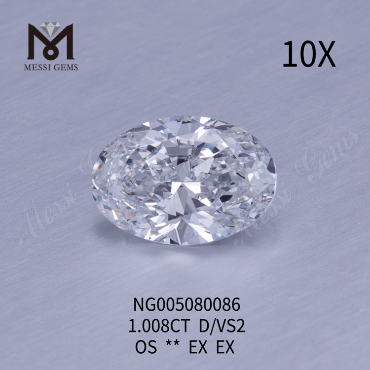 Diamants de laboratoire 1.008 carats D VS2 HPHT OVAL diamants cultivés en laboratoire