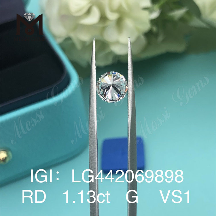 1,13 carat G VS1 IDEAL Diamant rond cultivé en laboratoire CVD