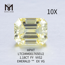 Diamants de laboratoire jaune fantaisie émeraude 1.18ct VVS2