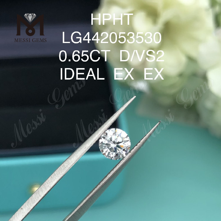 0,65 carat D VS2 diamant rond cultivé en laboratoire IDEAL HPHT Diamond Wholesale