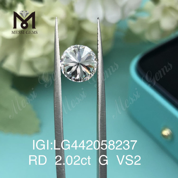 2.02ct G VS2 Lab Grown Diamonds Round Cut diamants synthétiques en vrac IGI